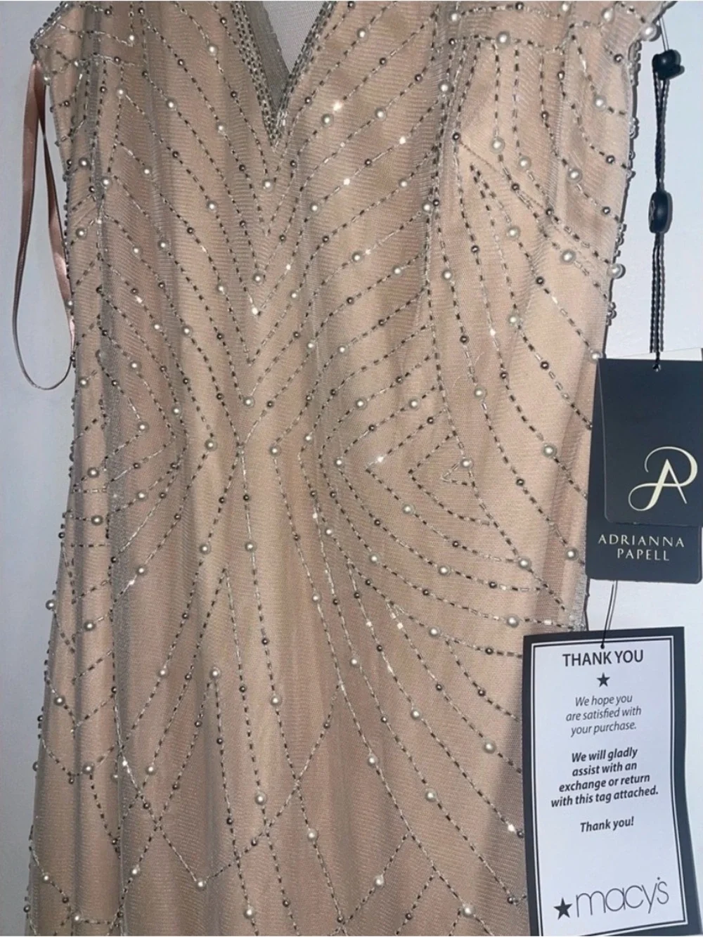 Adrianna Papell Taupe Beaded Gown - Picture 7 of 9